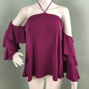NWOT White House Black Market Fuschia Tiered Top